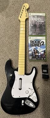 Rock Band Fender Stratocaster XBOX 360 Wireless Guitar Bundle Rockband Beatles